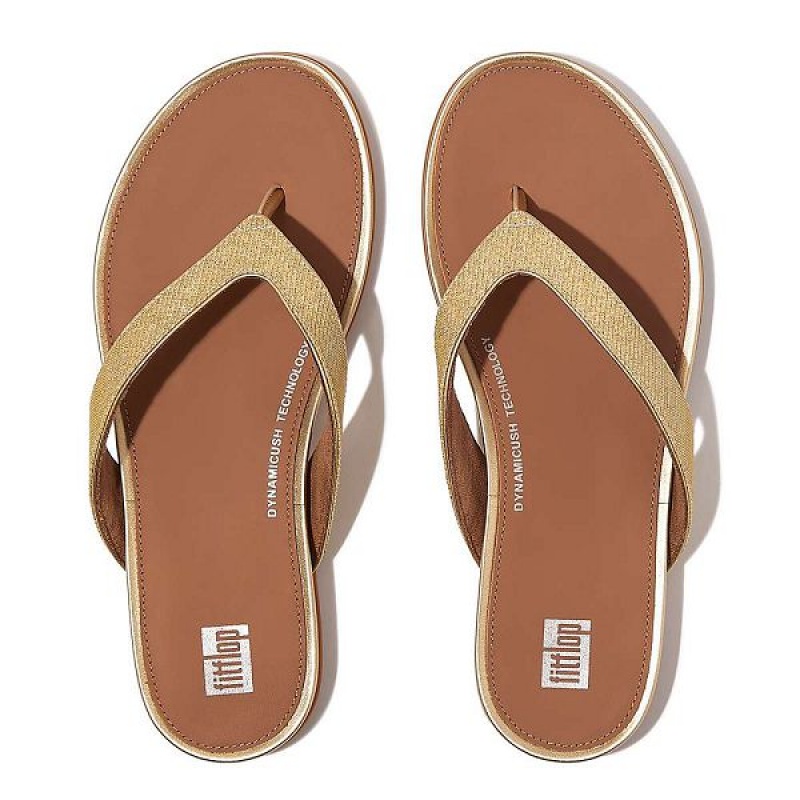 Women's FitFlop Gracie Shimmerlux Flip Flops Brown / Gold | 041JKHWMF