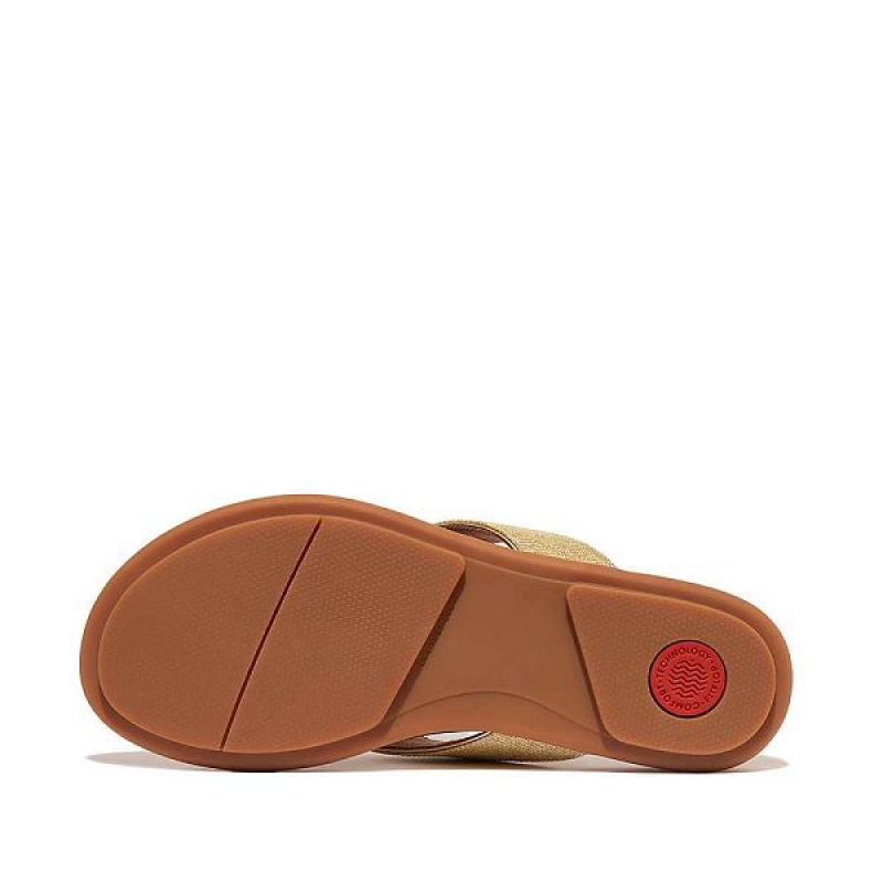 Women's FitFlop Gracie Shimmerlux Flip Flops Brown / Gold | 041JKHWMF