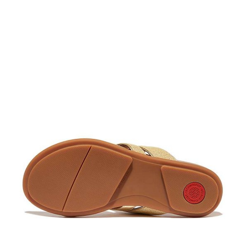 Women's FitFlop Gracie Shimmerlux Strappy Toe-Post Sandals Brown / Gold | 318BWIEKG