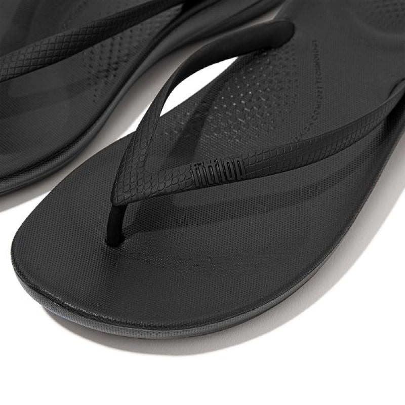 Women's FitFlop Iqushion Ergonomic Flip Flops Black | 735LQHKZN