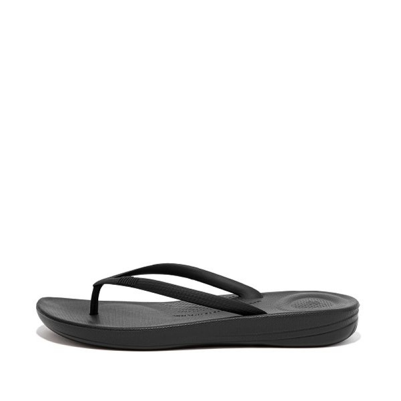 Women\'s FitFlop Iqushion Ergonomic Flip Flops Black | 735LQHKZN