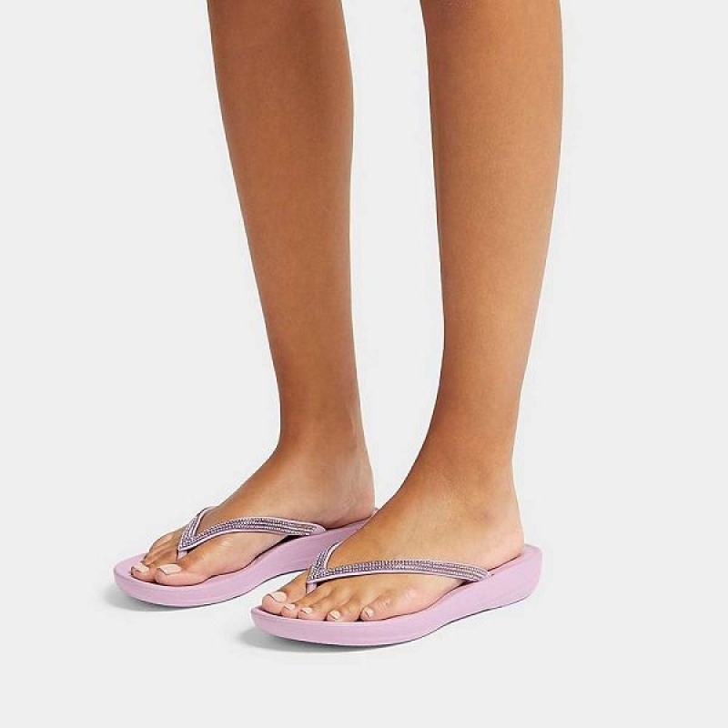 Women's FitFlop Iqushion Ombre Sparkle Flip Flops Purple | 423WDCJVM