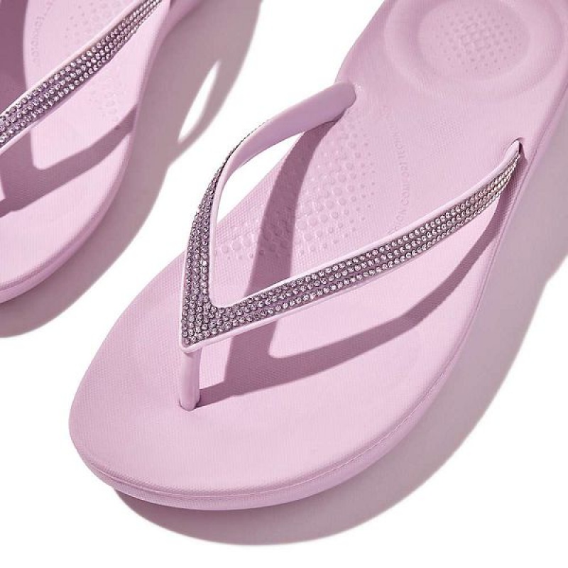 Women's FitFlop Iqushion Ombre Sparkle Flip Flops Purple | 423WDCJVM