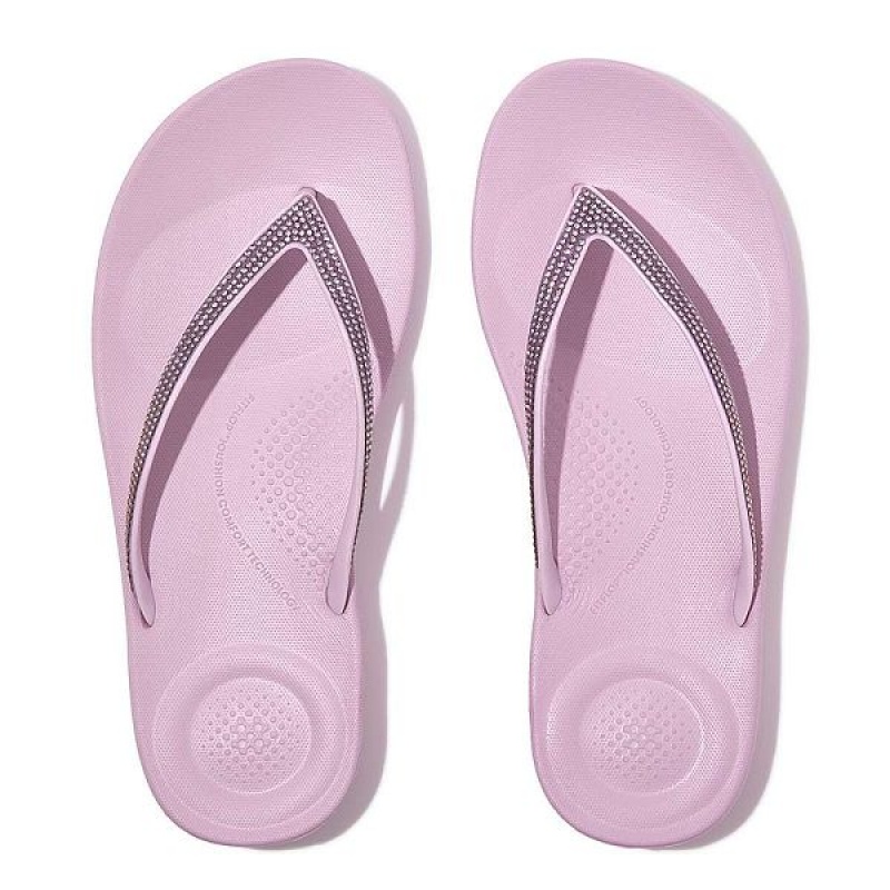 Women's FitFlop Iqushion Ombre Sparkle Flip Flops Purple | 423WDCJVM