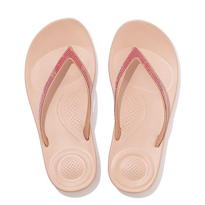 Women's FitFlop Iqushion Ombre Sparkle Flip Flops Pink | 810WTFLRX