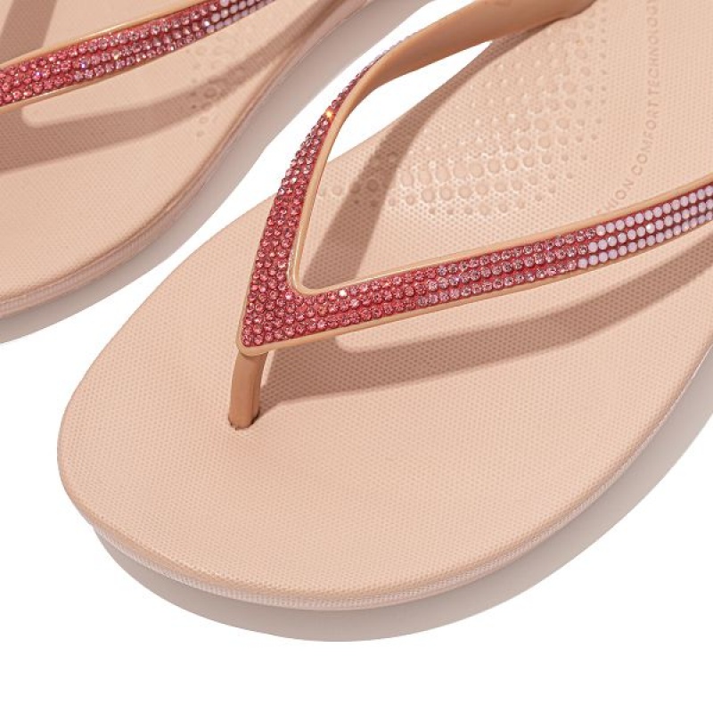 Women's FitFlop Iqushion Ombre Sparkle Flip Flops Pink | 810WTFLRX