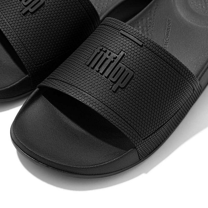 Women's FitFlop Iqushion Pool Slides Black | 539MCXWKZ