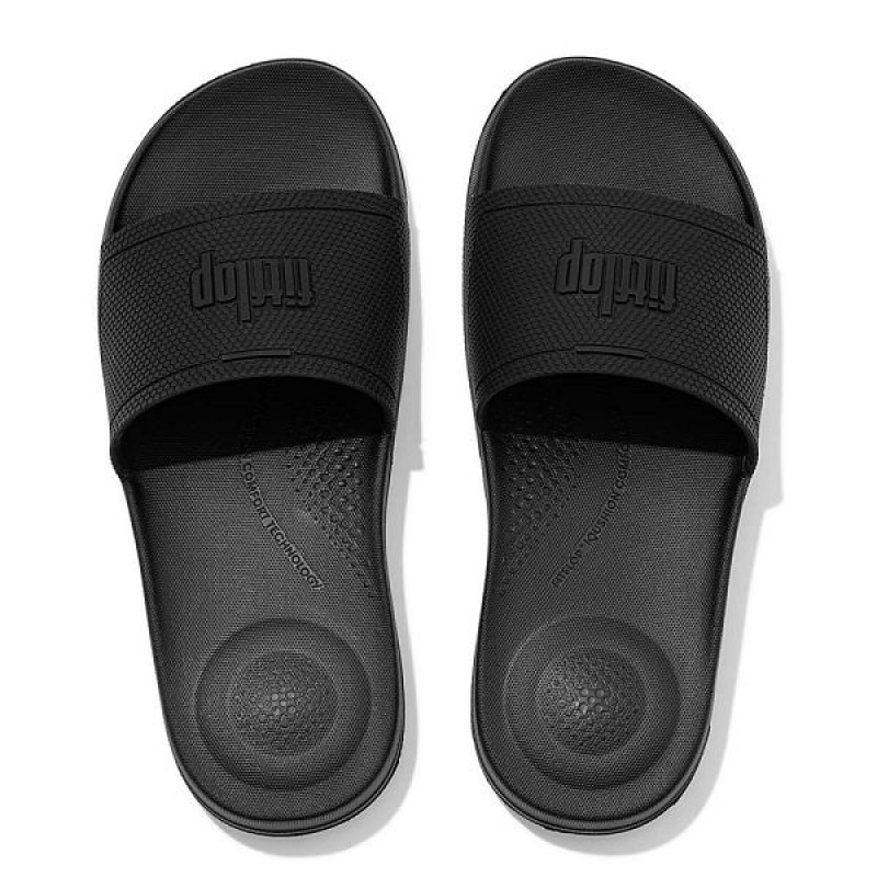 Women's FitFlop Iqushion Pool Slides Black | 539MCXWKZ