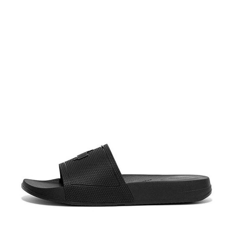 Women\'s FitFlop Iqushion Pool Slides Black | 539MCXWKZ