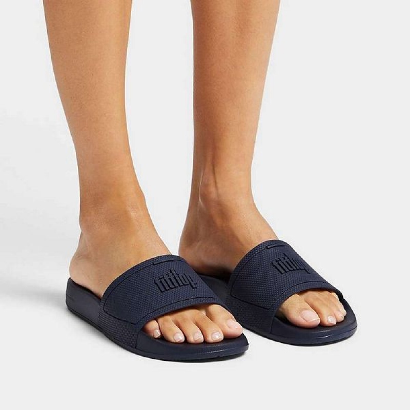 Women's FitFlop Iqushion Pool Slides Navy | 279DFEIMG