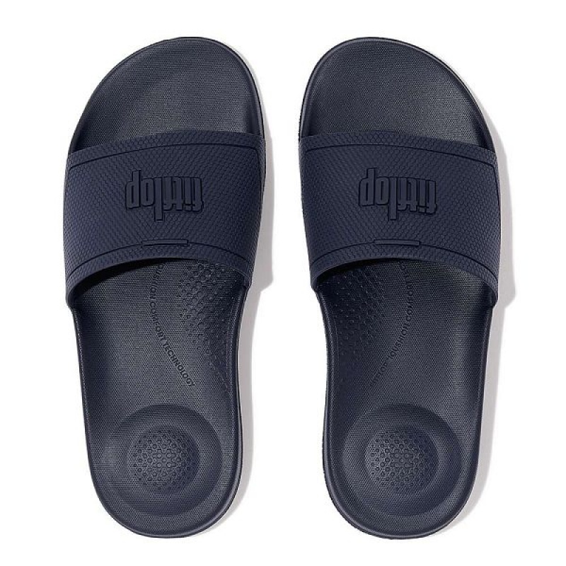 Women's FitFlop Iqushion Pool Slides Navy | 279DFEIMG