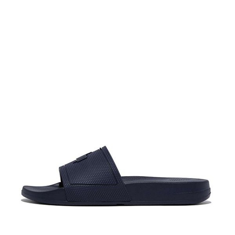 Women\'s FitFlop Iqushion Pool Slides Navy | 279DFEIMG