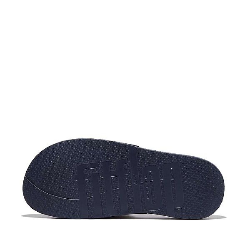 Women's FitFlop Iqushion Two Bar Buckle Slides Navy | 189BNGITE