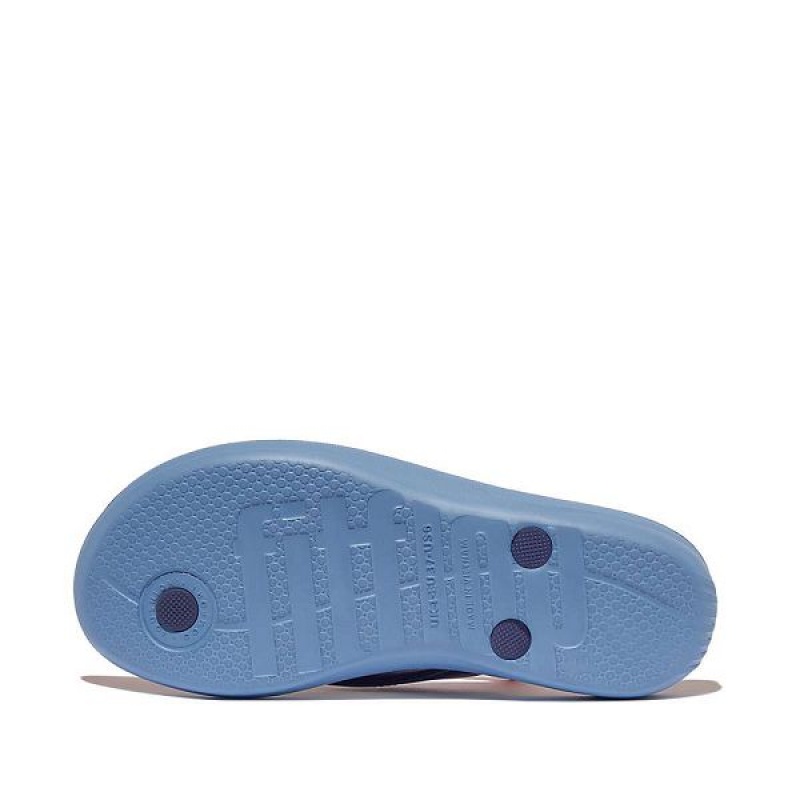 Women's FitFlop Iqushion X Jim Thompson Limited Edition Leather Flip Flops Blue | 487VGLBOS