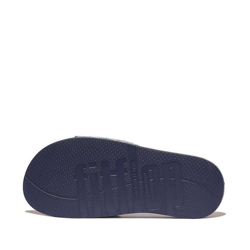 Women's FitFlop Iqushion X Jim Thompson Limited Edition Slides Blue | 169KASMOT