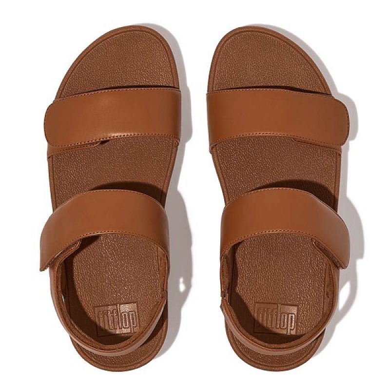 Women's FitFlop Lulu Adjustable Leather Sandals Light Brown | 058QZRABJ