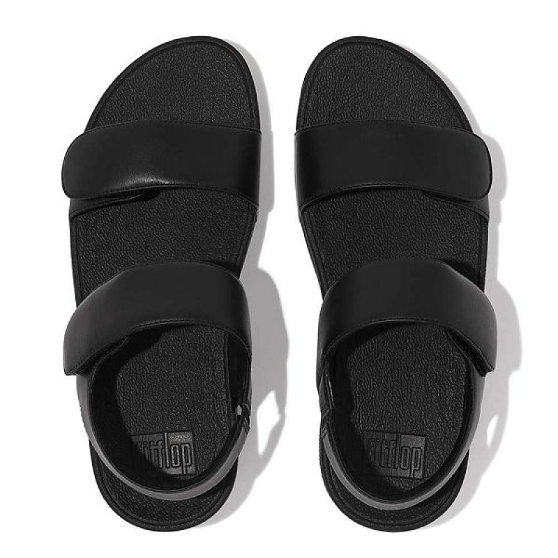 Women's FitFlop Lulu Adjustable Leather Sandals Black | 975DCOLRG