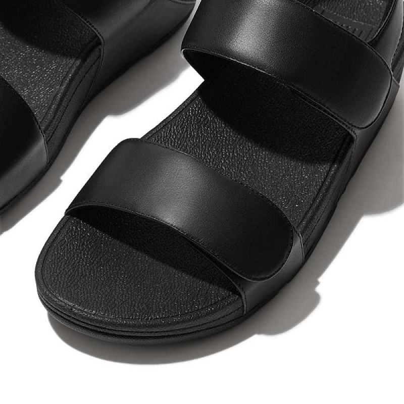 Women's FitFlop Lulu Adjustable Leather Sandals Black | 975DCOLRG