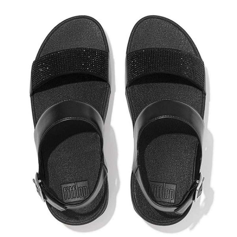 Women's FitFlop Lulu Crystal Back-Strap Sandals Black | 043CFUJGB