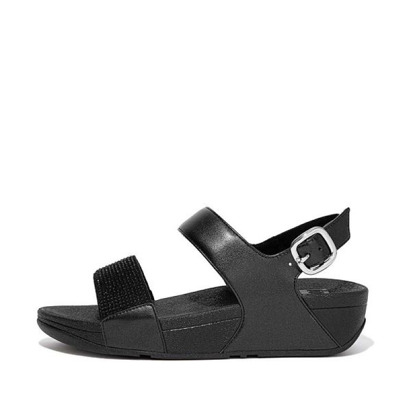 Women\'s FitFlop Lulu Crystal Back-Strap Sandals Black | 043CFUJGB