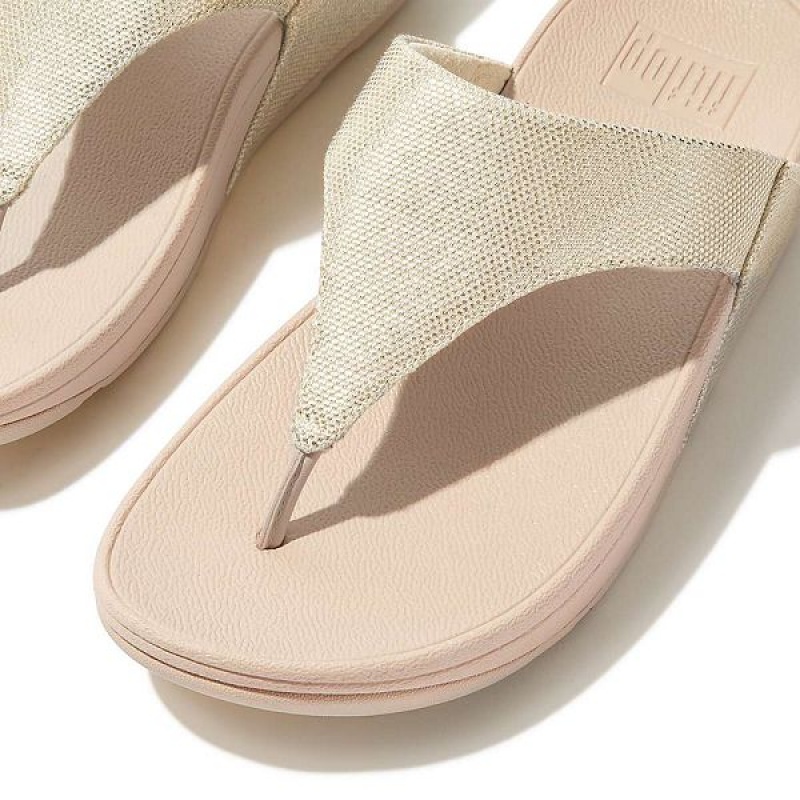 Women's FitFlop Lulu Glitz Canvas Toe-Post Sandals Beige / Silver | 306QEVBMP