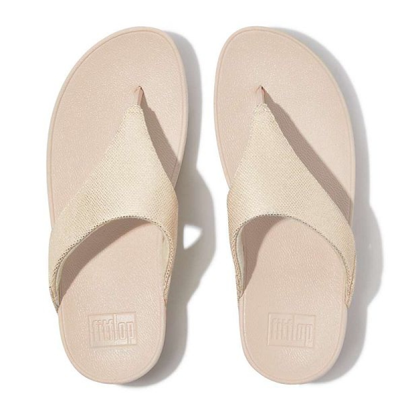 Women's FitFlop Lulu Glitz Canvas Toe-Post Sandals Beige / Silver | 306QEVBMP