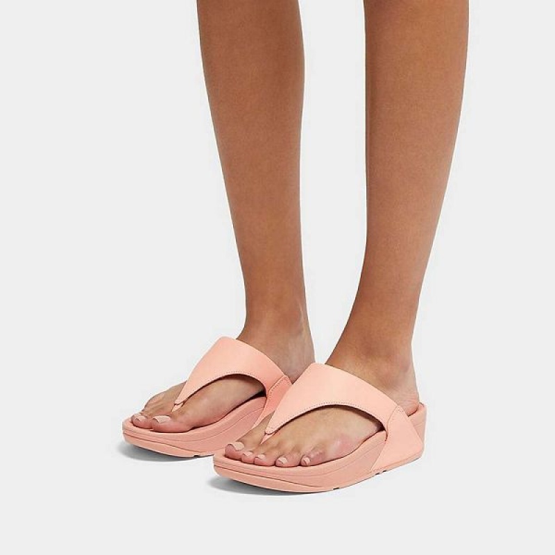 Women's FitFlop Lulu Leather Toe-Post Sandals Coral | 524TQYCMZ