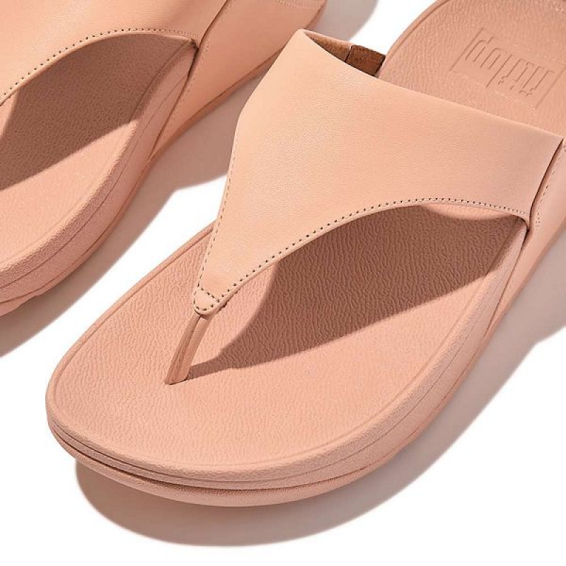 Women's FitFlop Lulu Leather Toe-Post Sandals Coral | 524TQYCMZ