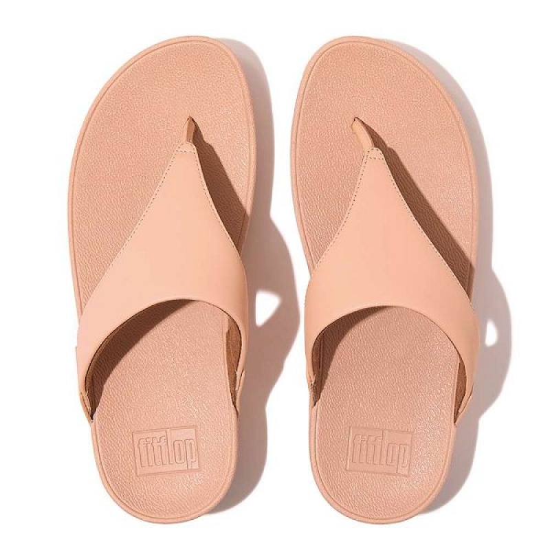 Women's FitFlop Lulu Leather Toe-Post Sandals Coral | 524TQYCMZ