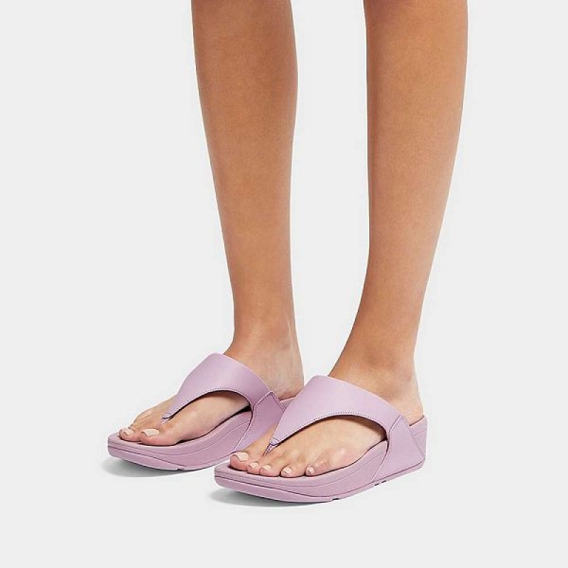 Women's FitFlop Lulu Leather Toe-Post Sandals Purple | 391NQYUXG