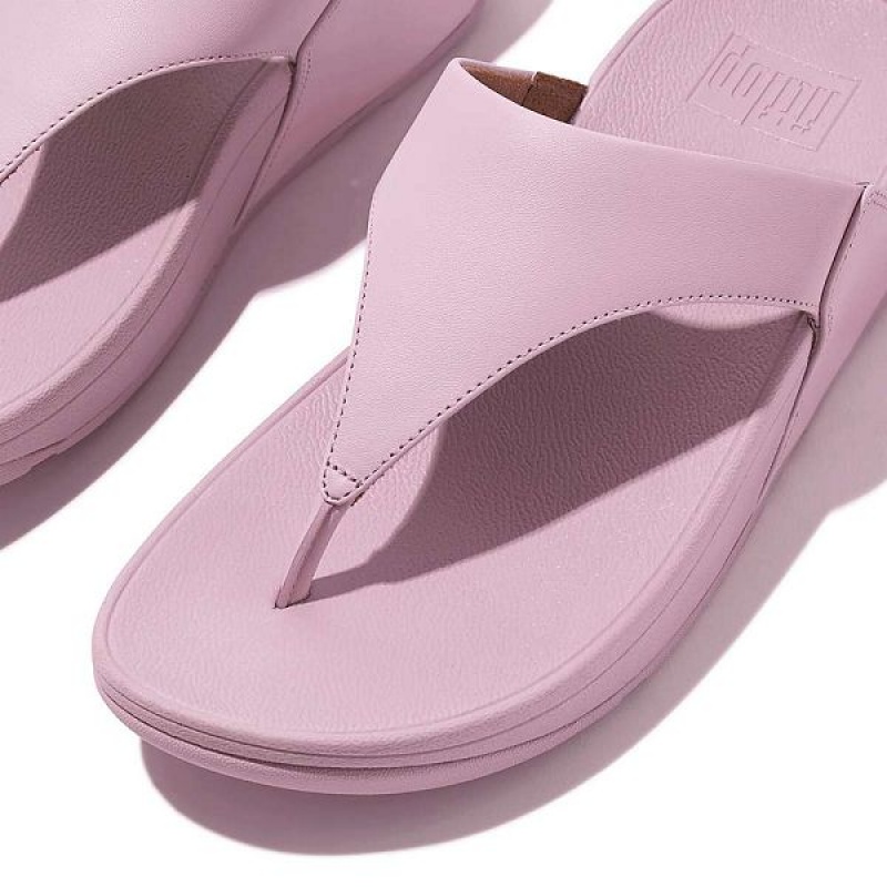 Women's FitFlop Lulu Leather Toe-Post Sandals Purple | 391NQYUXG