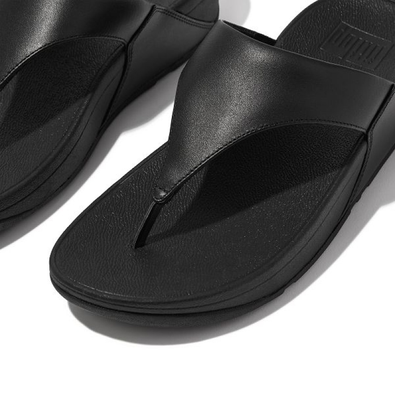 Women's FitFlop Lulu Leather Toe-Post Sandals Black | 274LEYXRP