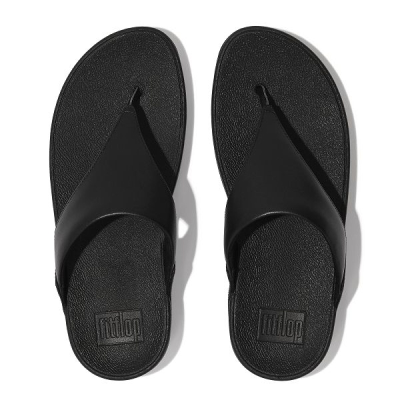 Women's FitFlop Lulu Leather Toe-Post Sandals Black | 274LEYXRP