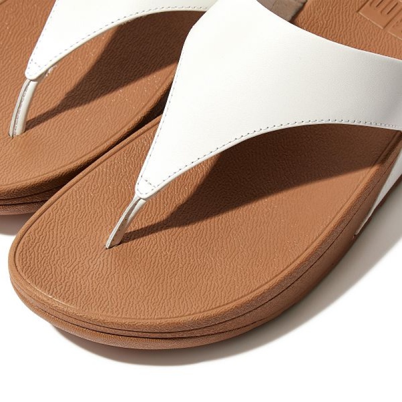 Women's FitFlop Lulu Leather Toe-Post Sandals White | 285NPFAHU