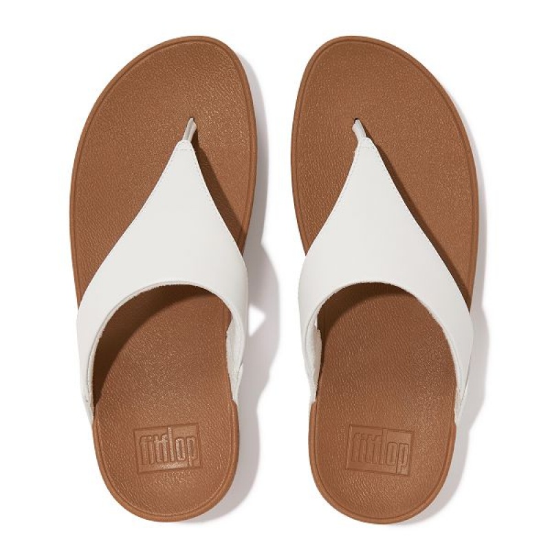 Women's FitFlop Lulu Leather Toe-Post Sandals White | 285NPFAHU