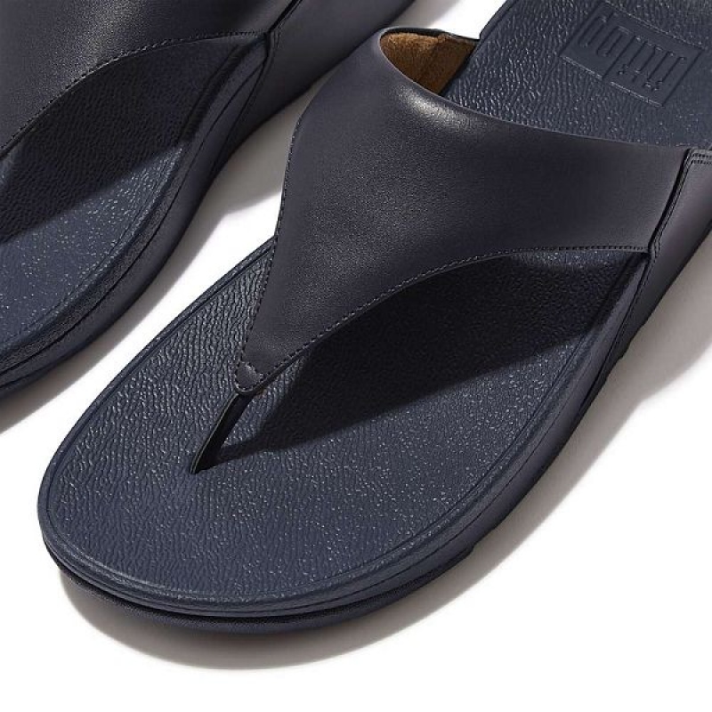 Women's FitFlop Lulu Leather Toe-Post Sandals Deep Blue | 351VZPIUK