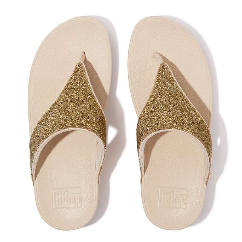 Women's FitFlop Lulu Opul Toe-Post Sandals Beige / Olive / Gold | 094ZBNWYU