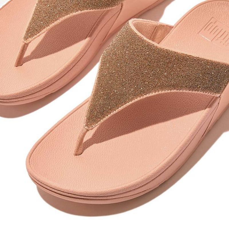 Women's FitFlop Lulu Opul Toe-Post Sandals Coral / Gold | 197UOSZNC