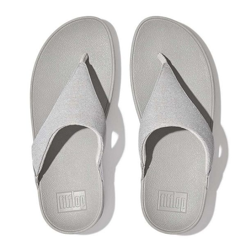 Women's FitFlop Lulu Shimmerlux Toe-Post Sandals Silver | 470DRCSOU