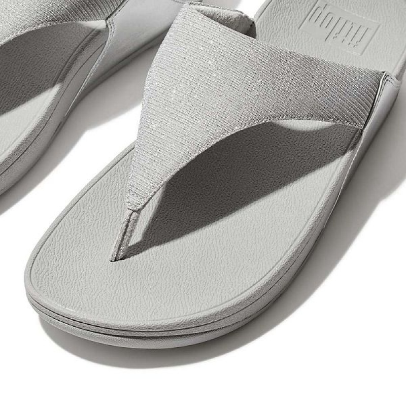 Women's FitFlop Lulu Shimmerlux Toe-Post Sandals Silver | 470DRCSOU