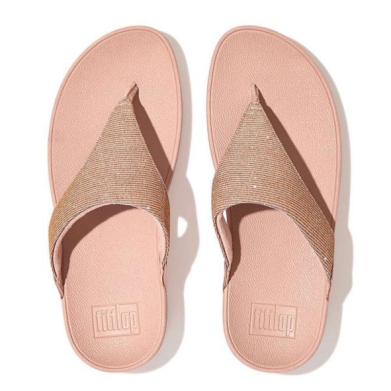 Women's FitFlop Lulu Shimmerlux Toe-Post Sandals Rose Gold | 721DRTOIK