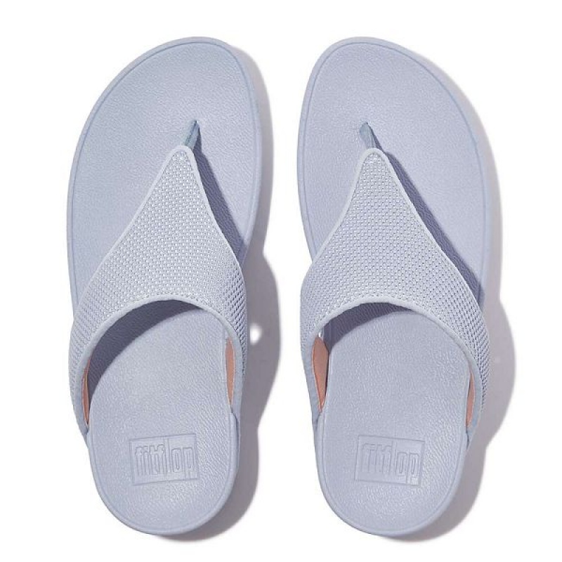 Women's FitFlop Lulu Water Resistant Two Tone Webbing Toe-Post Sandals Blue | 431FRCOVZ