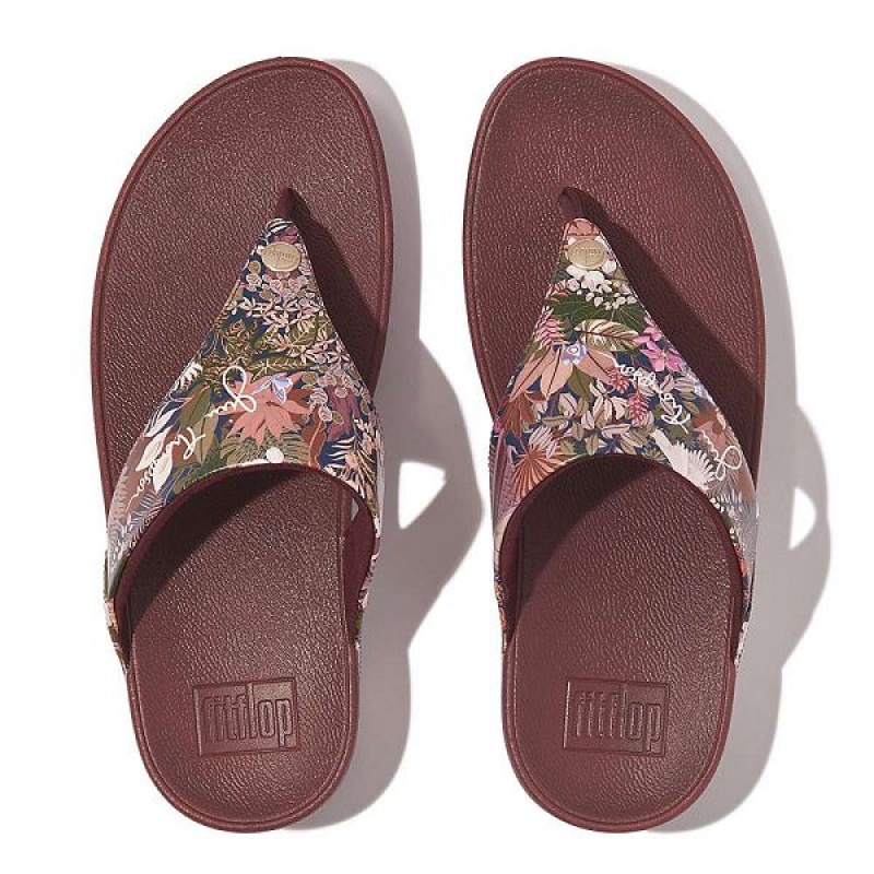 Women's FitFlop Lulu X Jim Thompson Limited Edition Leather Toe-Post Sandals Brown | 529OVUDBA