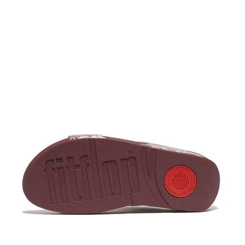 Women's FitFlop Lulu X Jim Thompson Limited Edition Leather Slides Brown | 071IHEOMF