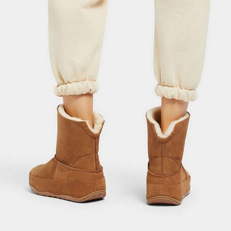 Women's FitFlop Original Mukluk Shorty Double Faced Shearling Ankle Boots Light Brown | 386YTJWDM