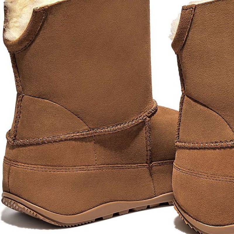 Women's FitFlop Original Mukluk Shorty Double Faced Shearling Ankle Boots Light Brown | 386YTJWDM