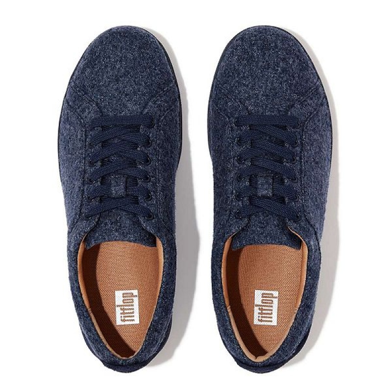 Women's FitFlop Rally E01 Merino Wool Mix Sneakers Navy | 805CYBLSH