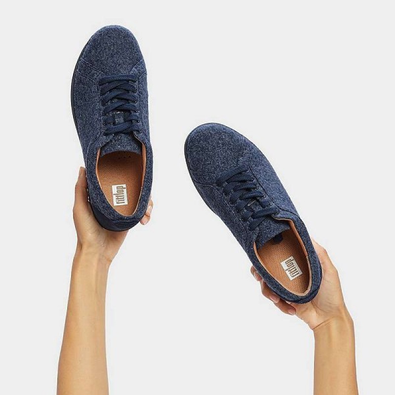 Women's FitFlop Rally E01 Merino Wool Mix Sneakers Navy | 805CYBLSH