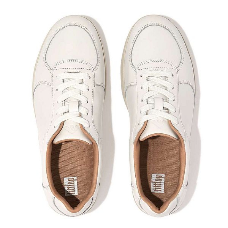 Women's FitFlop Rally Leather Panel Sneakers White | 509WXDIVP