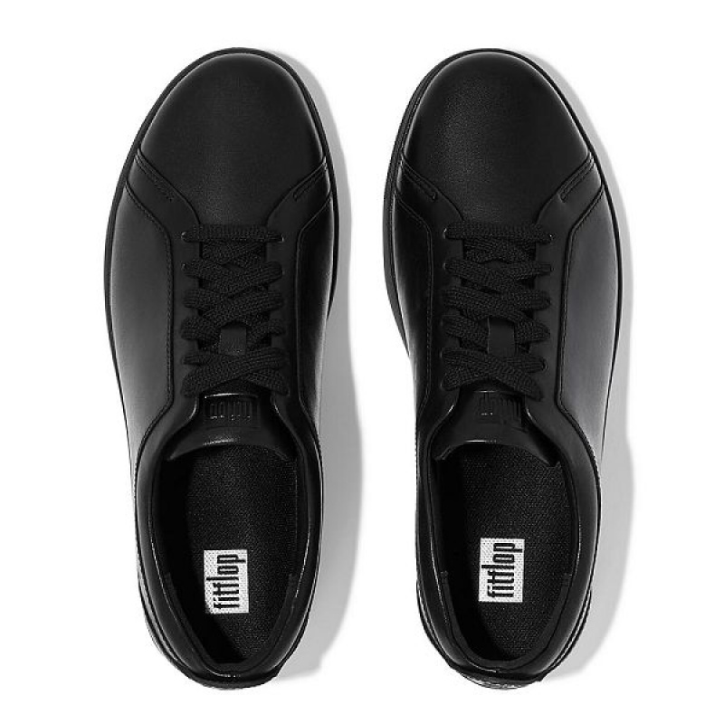 Women's FitFlop Rally Leather Sneakers Black | 396RFOHSE